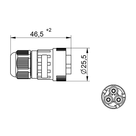 Jungtis WP3/M  kištuk. 2P+PE 0,5-2,5mm2 IP68 tekox