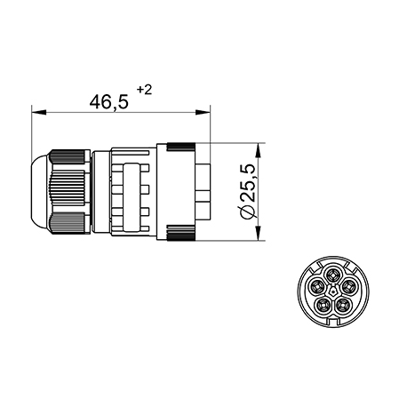 Jungtis WP5/M kištuk. 4P+PE 0,5-2,5mm2 IP68  tekox