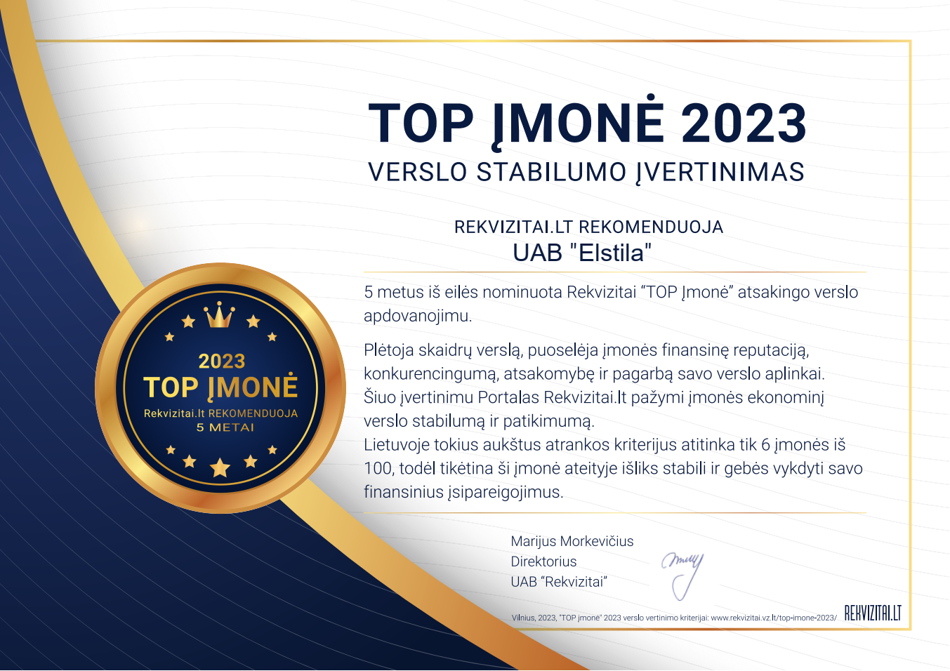 Top įmonė 2023 rekvizitai.lt